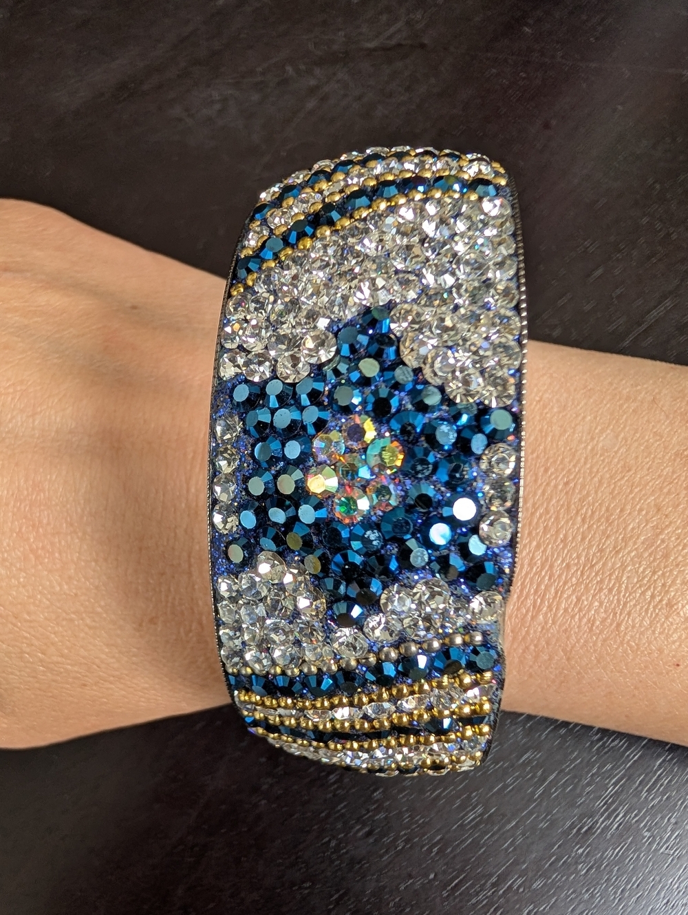 Crystal Pavé Blue Statement Cuff Bracelet